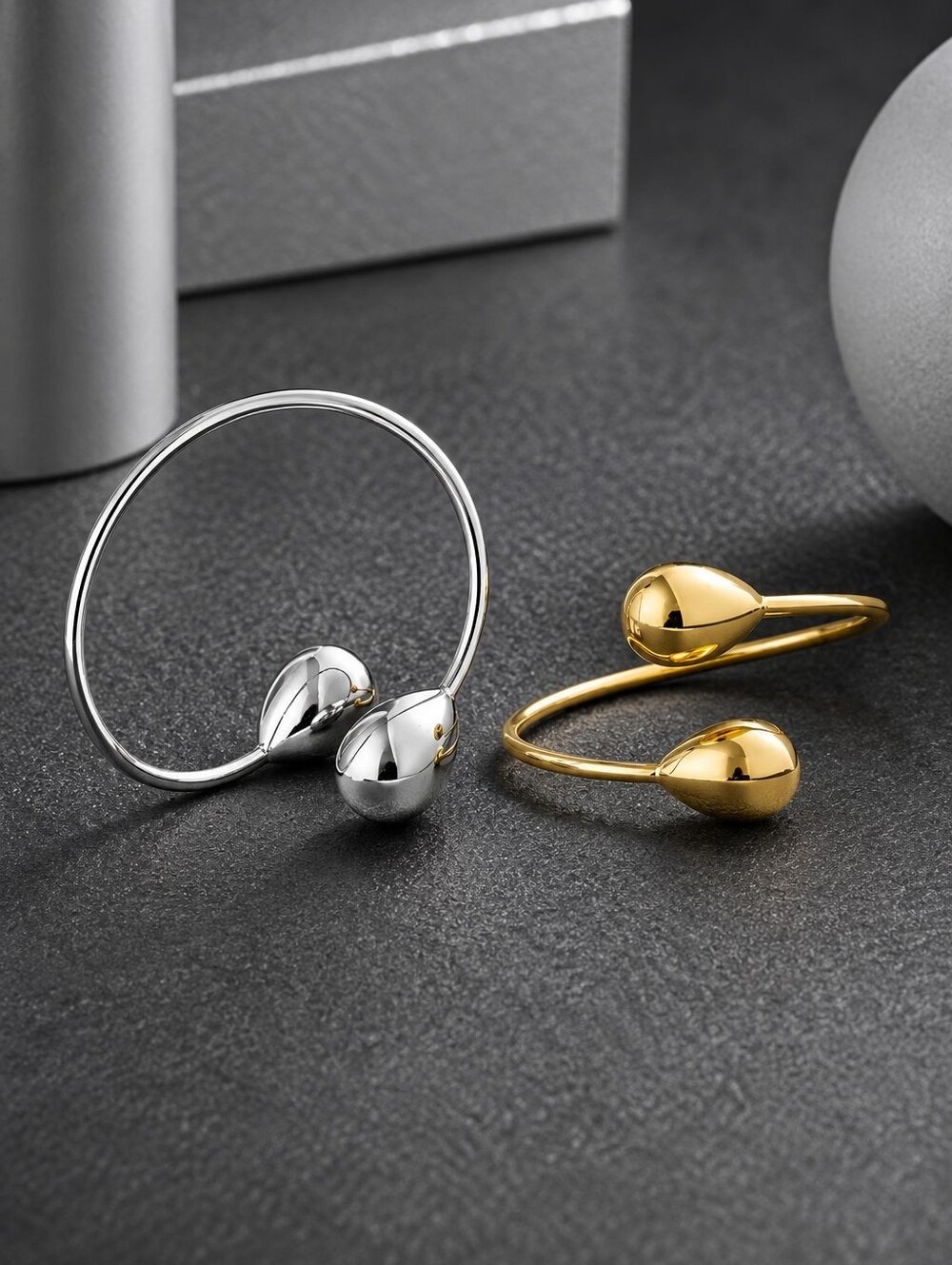 Silver Teardrop Open Cuff Bracelet - Picture 6 of 6